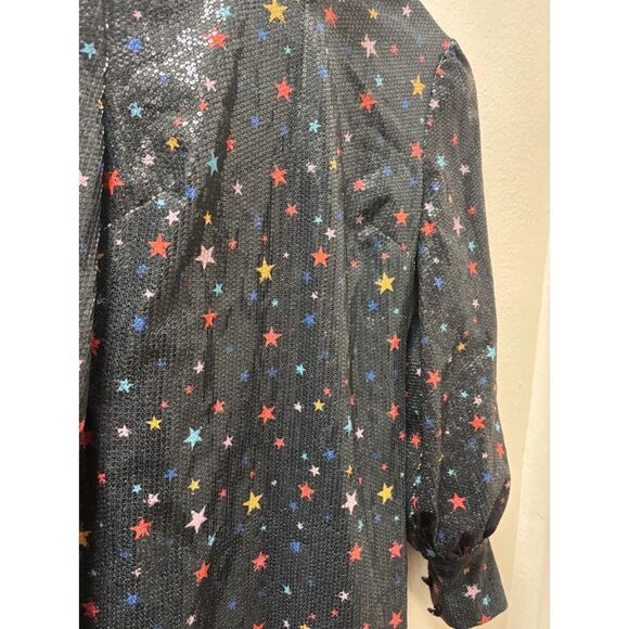 Olivia Rubin Melissa Mini Dress Sequin Star Print NYE Holiday 0 Black Multicolor - Picture 3 of 5